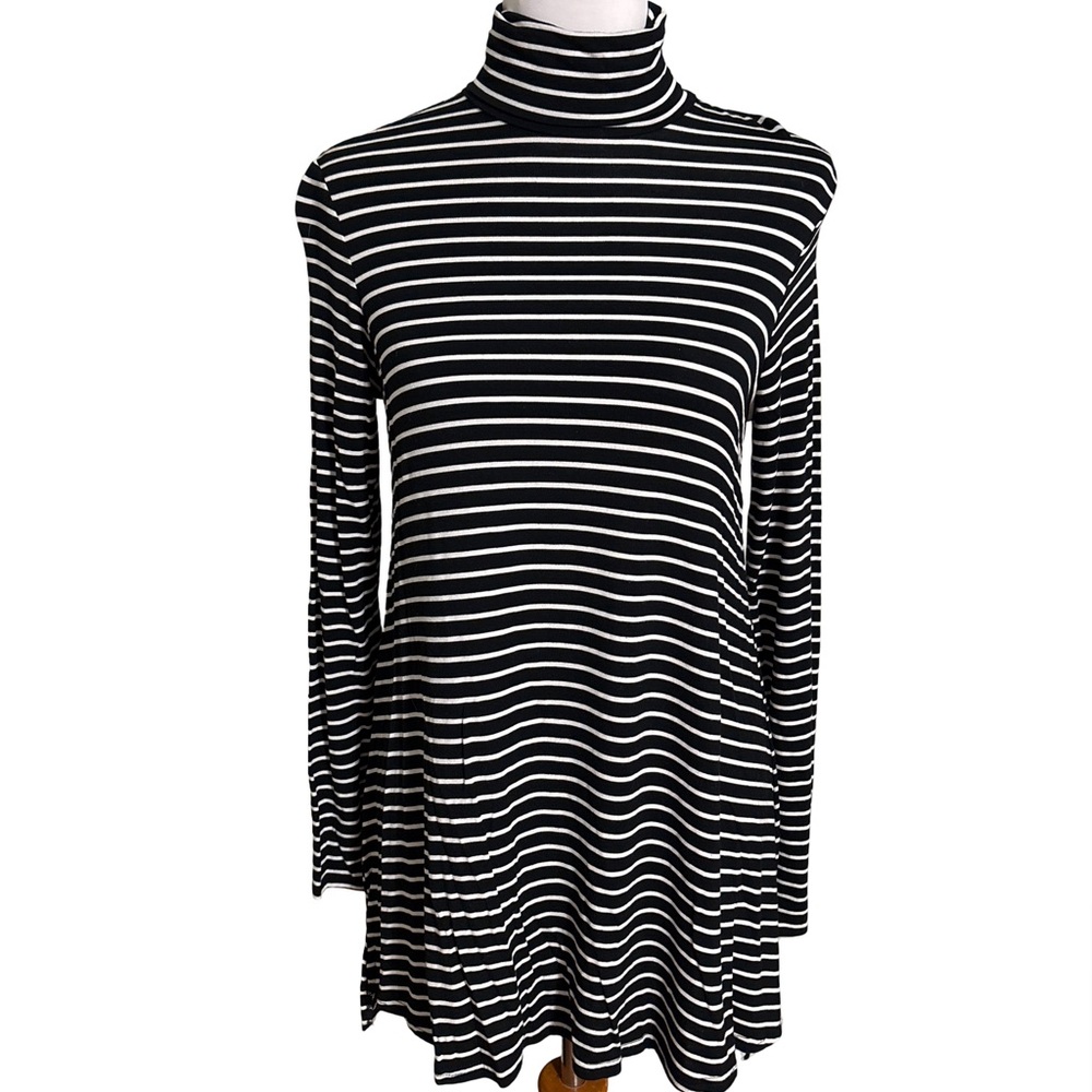 Mossimo Supply Co Black and White Striped Turtleneck Tunic